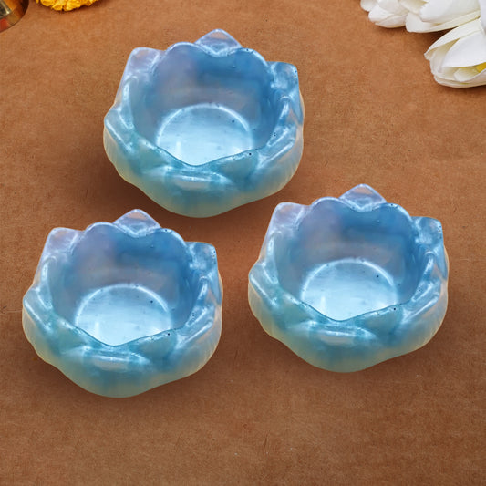 Resin Tealight candle holder Set of 3 Light Blue