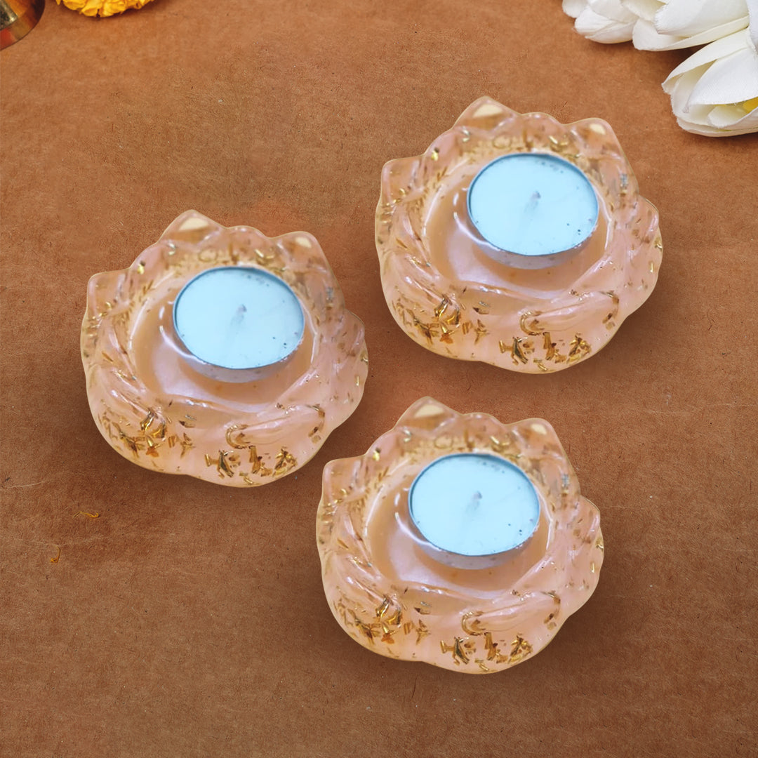 Resin Tealight candle holder Set of 3 Peach