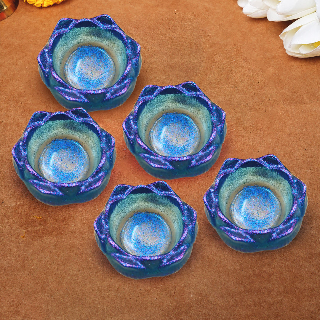 Resin Tealight candle holder Set of 5 Deep Blue