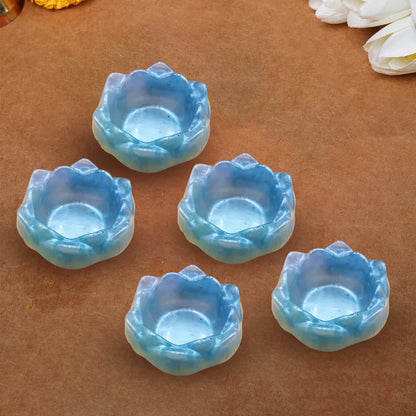 Resin Tealight candle holder Set of 5 Light Blue