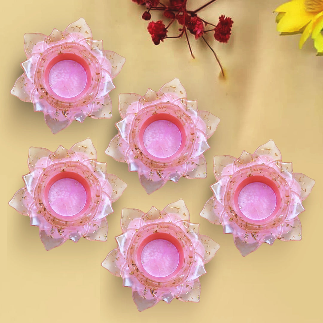 Resin Tealight candle holder Set of 5 Light Pink