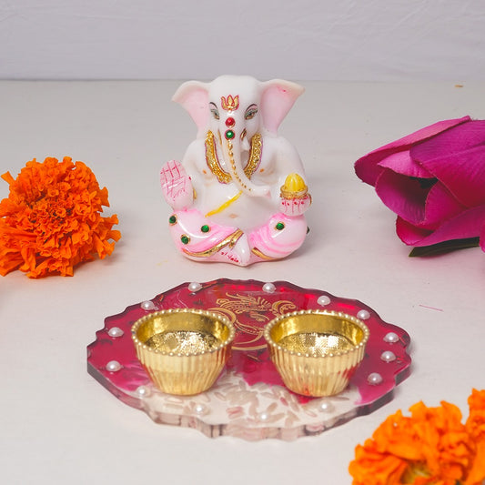 Ganeshji & Resin Pooja Thali 4 inch Set