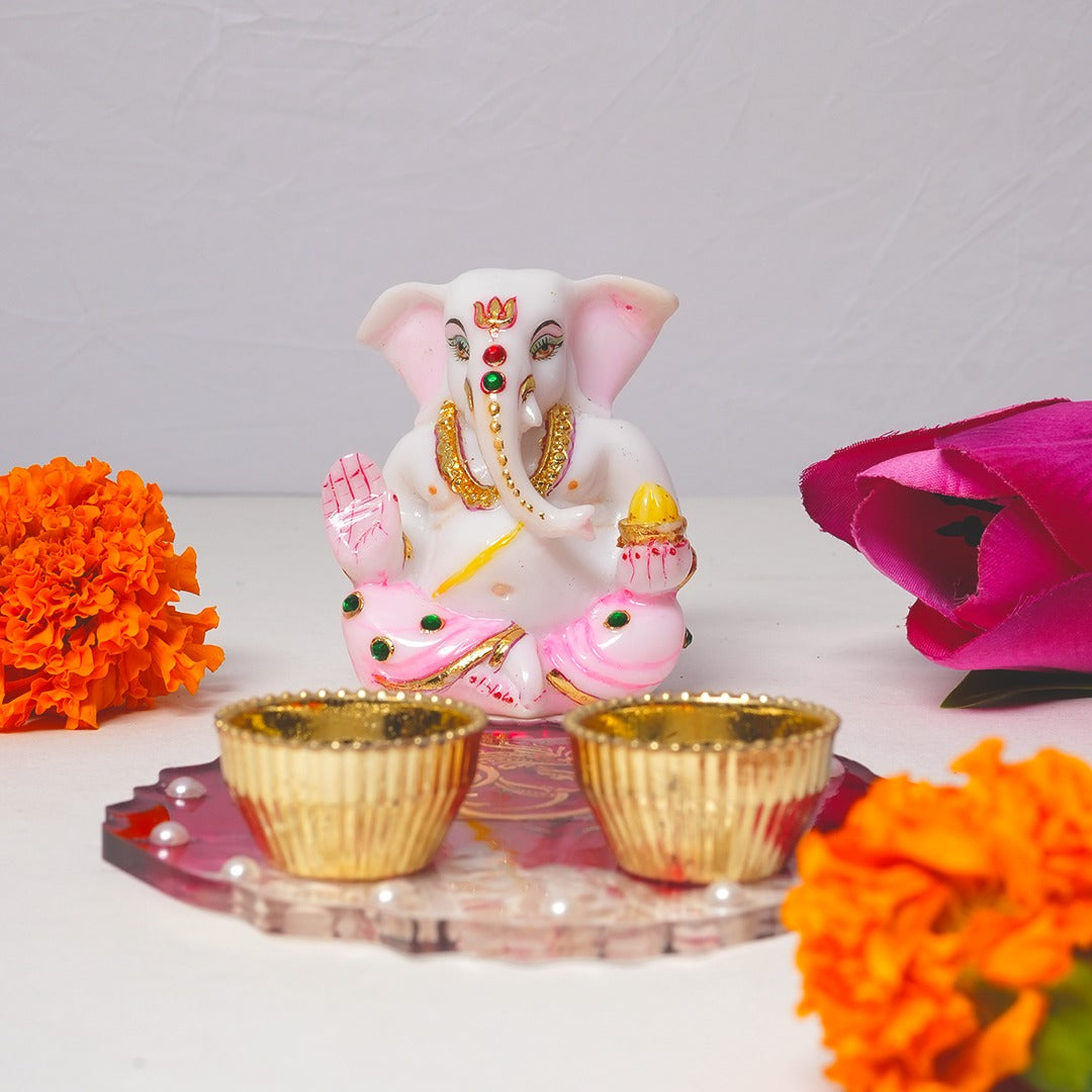 Ganeshji & Resin Pooja Thali 4 inch Set