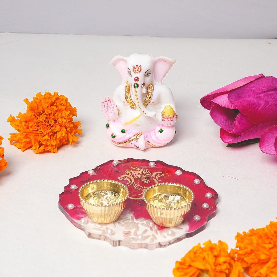 Ganeshji & Resin Pooja Thali 4 inch Set
