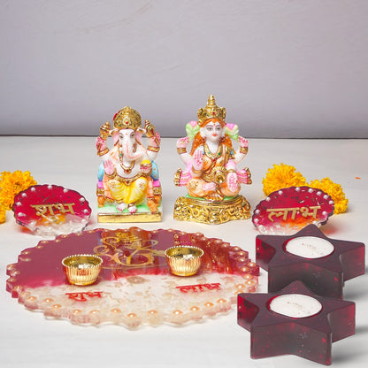 Ganesh-Lakshmi Resin Pooja Set – Complete Festive Ritual Kit