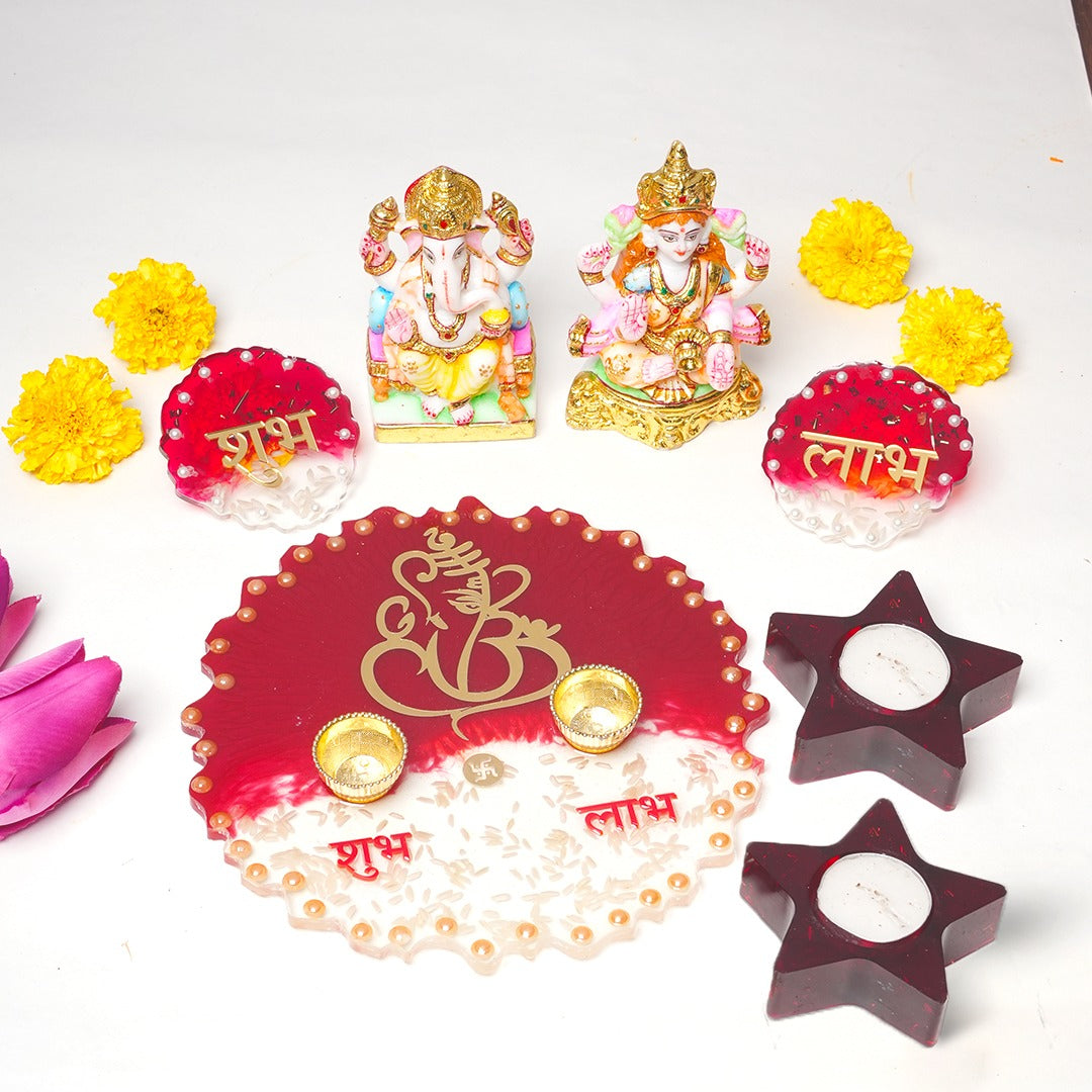 Ganesh-Lakshmi Resin Pooja Set – Complete Festive Ritual Kit